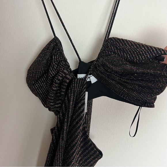 NWT Misha Dulci Metallic Stripe Cut Out Bodycon Dress - Picture 9 of 12